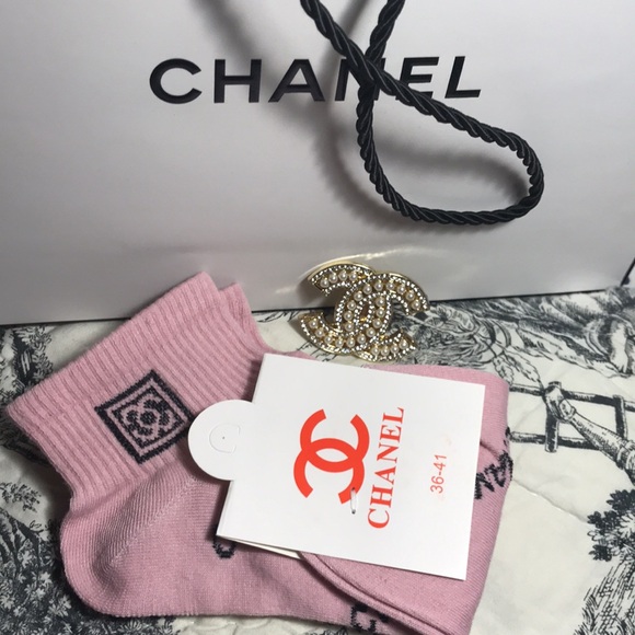 CHANEL Socks & Bag fun Chanel style from off brand store Pink small size 6-7 sz - Picture 9 of 11
